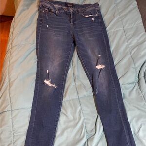 American Eagle Outfitters Blue Skinny Jeans with Distressed Details